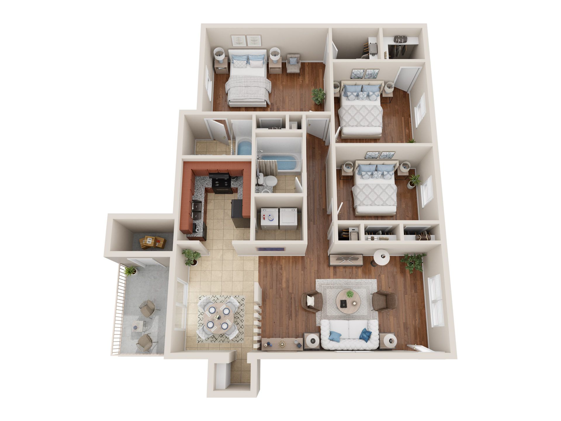 3D Furnished Madrid Model Floor Plan