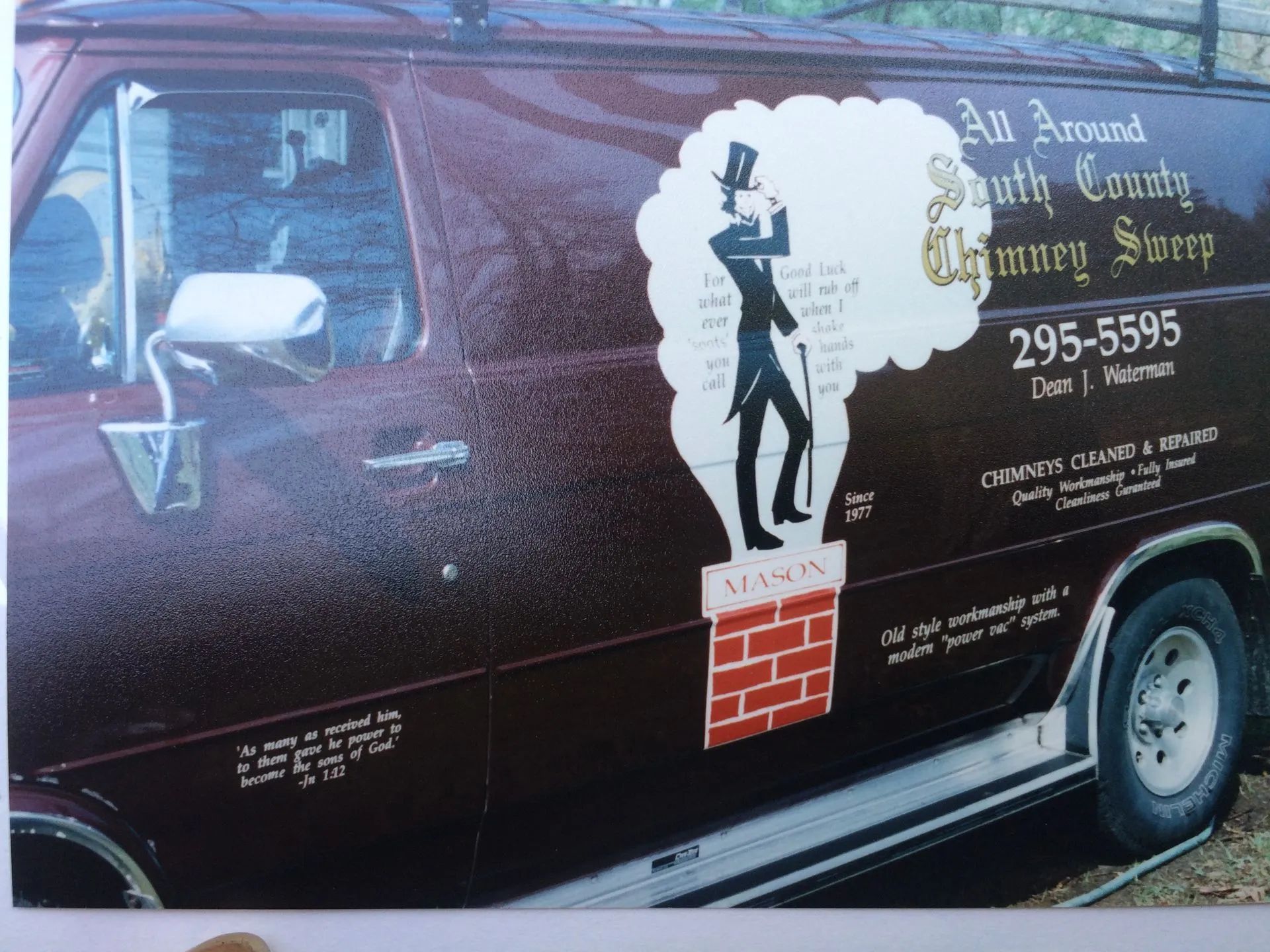 South County Chimney Sweep brown van.