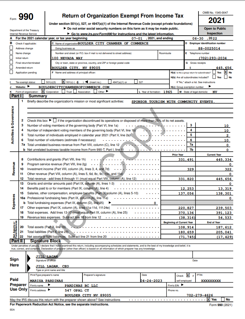 2020 Tax Return Report