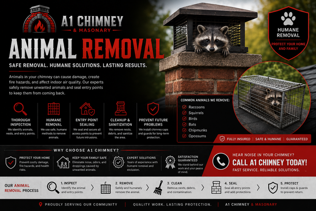 Safe humane chimney animal removal raccoons squirrels birds Cincinnati