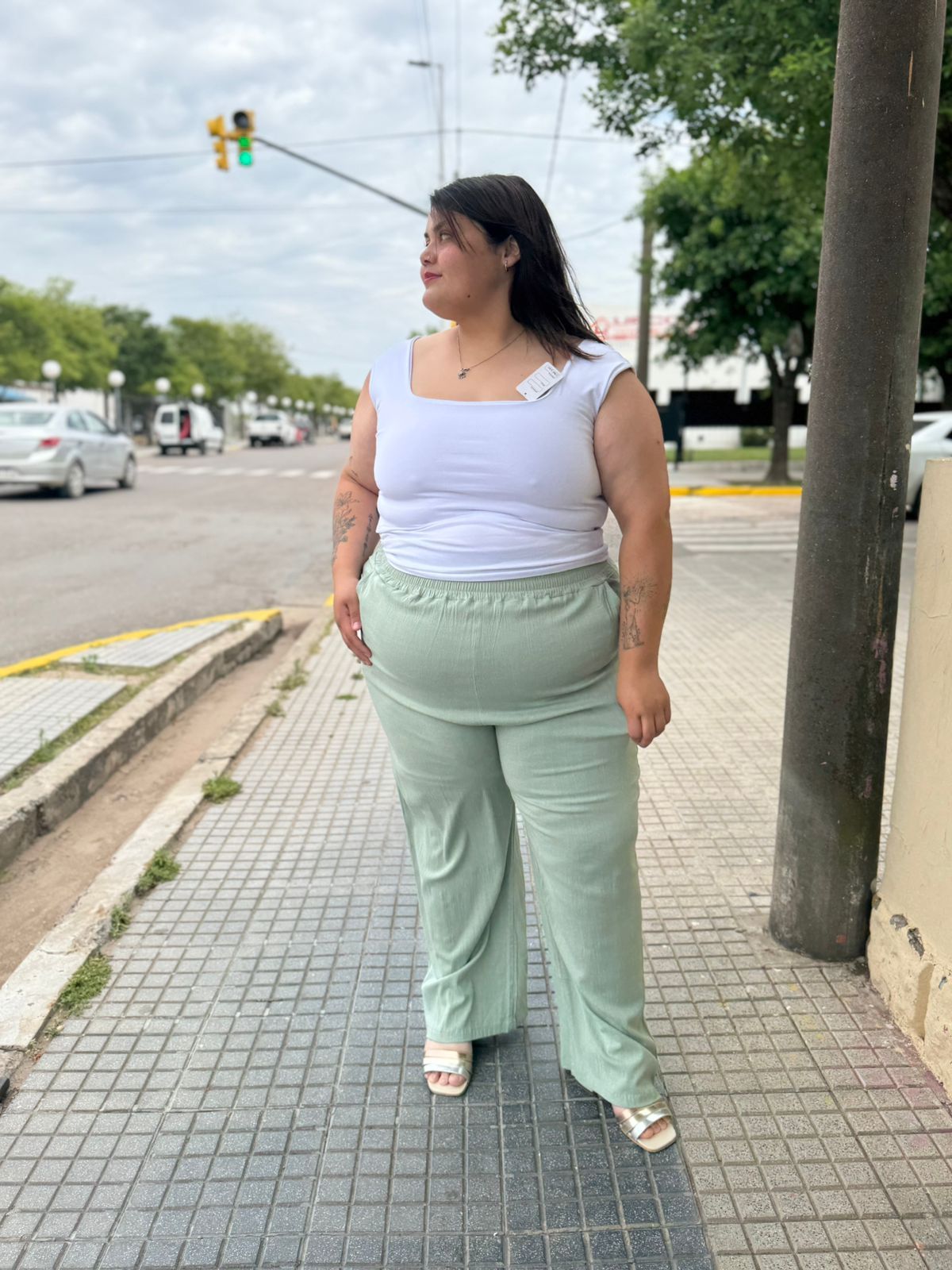 Pantalon de lino elastizado