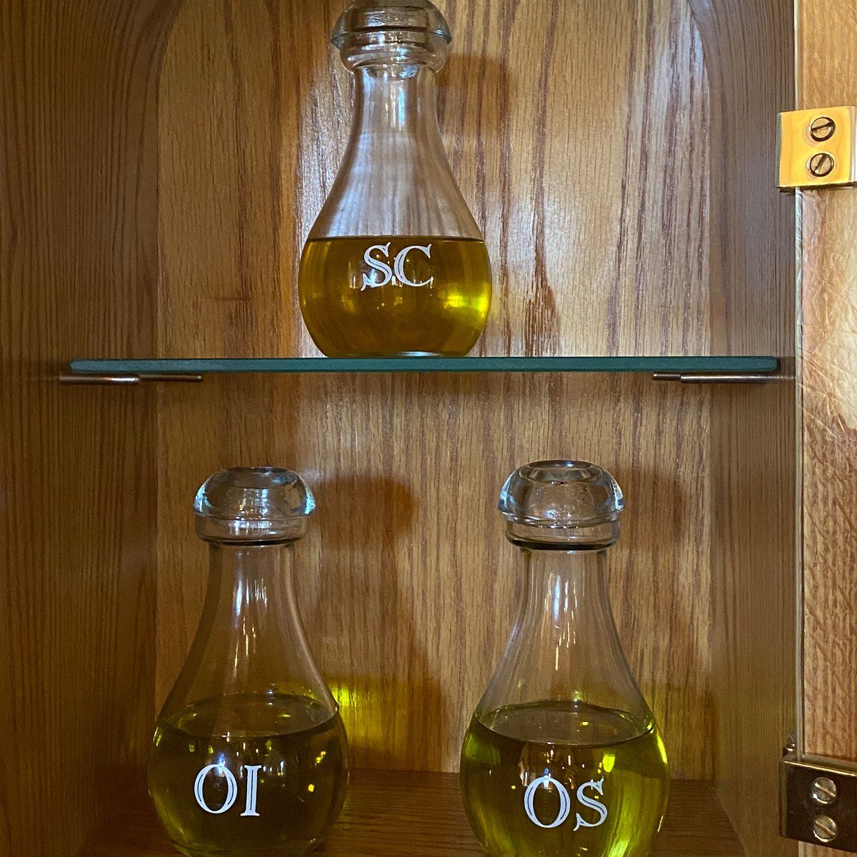 Sacred Oils located in ambry at entrance to the sanctuary.