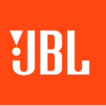 The white JBL logo, featuring a stylized exclamation mark icon, centered on a bright orange square background.