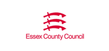 Essex County Council logo with three curved swords in red above text.