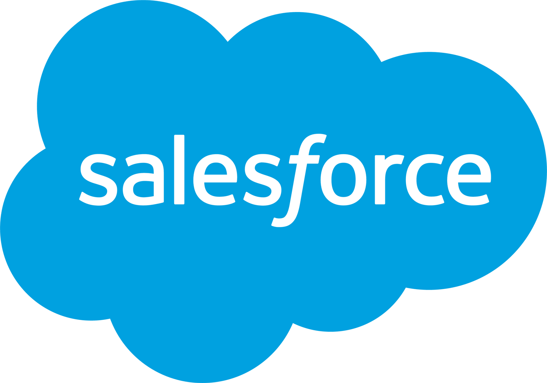 A blue cloud with the word salesforce on it