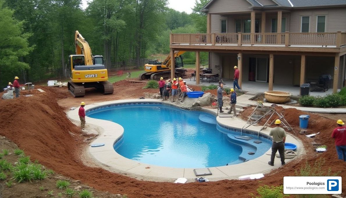 pool construction site - pool construction crm