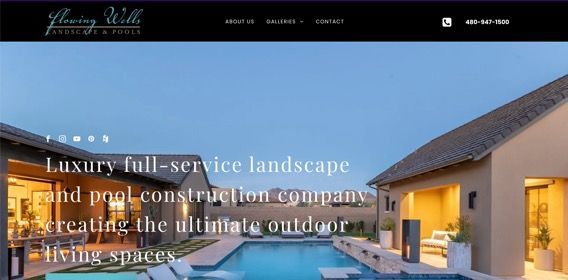 Poologics website build customer example. Flowing Wells Landscape & Pools