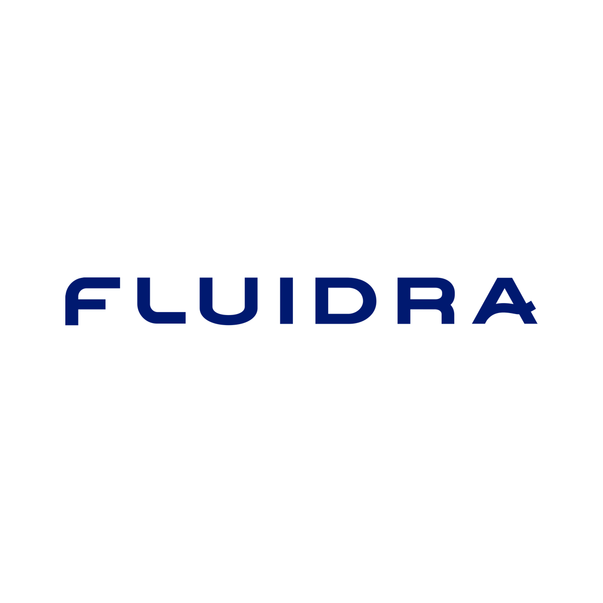Fluidra logo, navy blue text on a white background.
