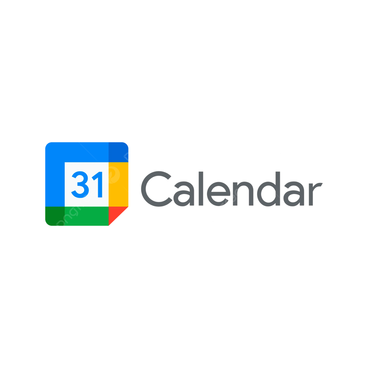 Google Calendar logo: a blue, green, yellow, and red square with the number 31 inside; text 