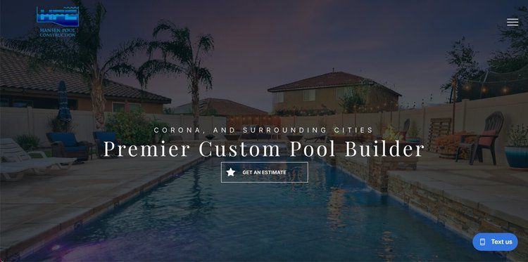 Poologics website build customer example. Hansen Pools