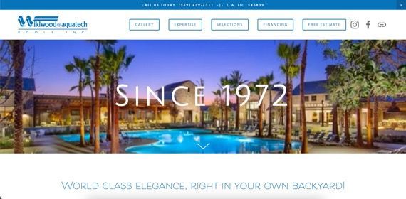 Poologics website build customer example.  Wildwood Pools