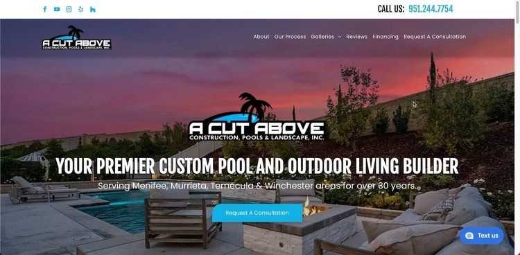 Poologics website build customer example. A Cut Above Pools