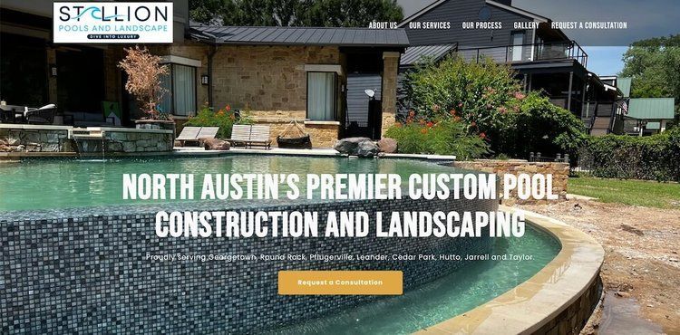 Poologics website build customer example. Stallion Pools