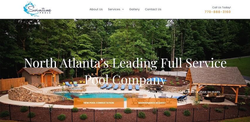 Poologics website build customer example. Swimtime Pools
