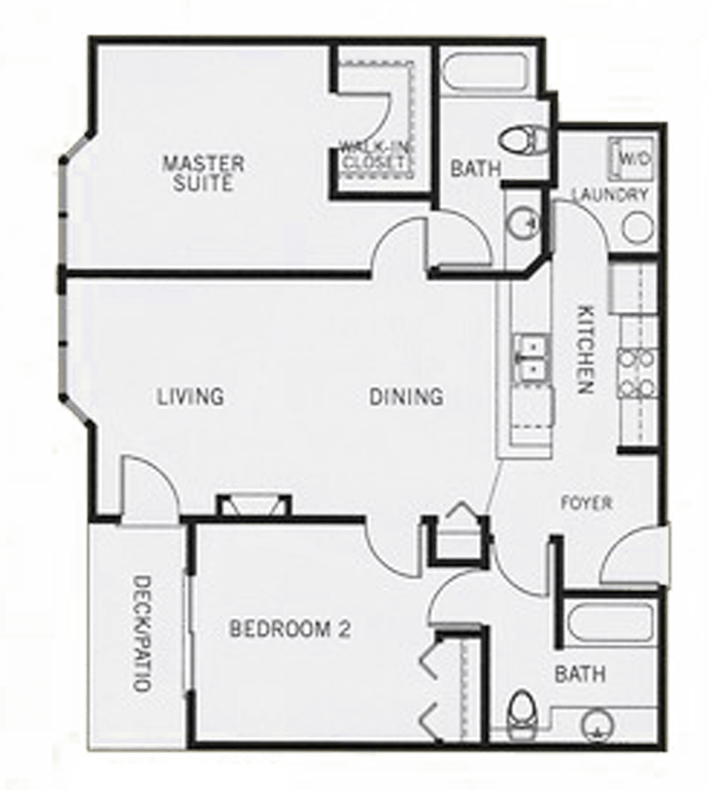 two bed, two bath floor plan