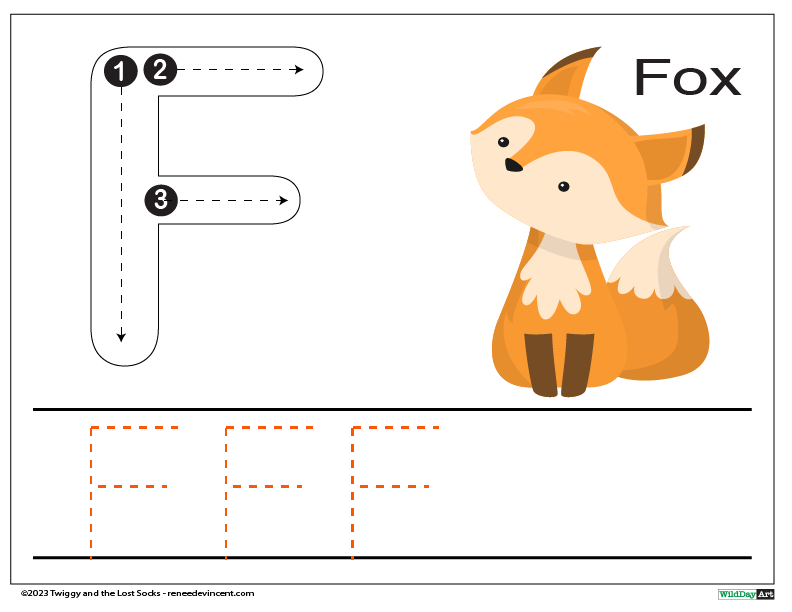 A picture of a fox with the letter f on it.