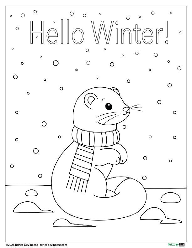 A weasel wearing a scarf is sitting in the snow.