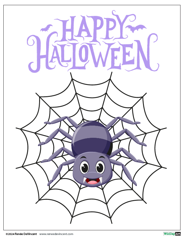 A purple spider is sitting on a spider web.