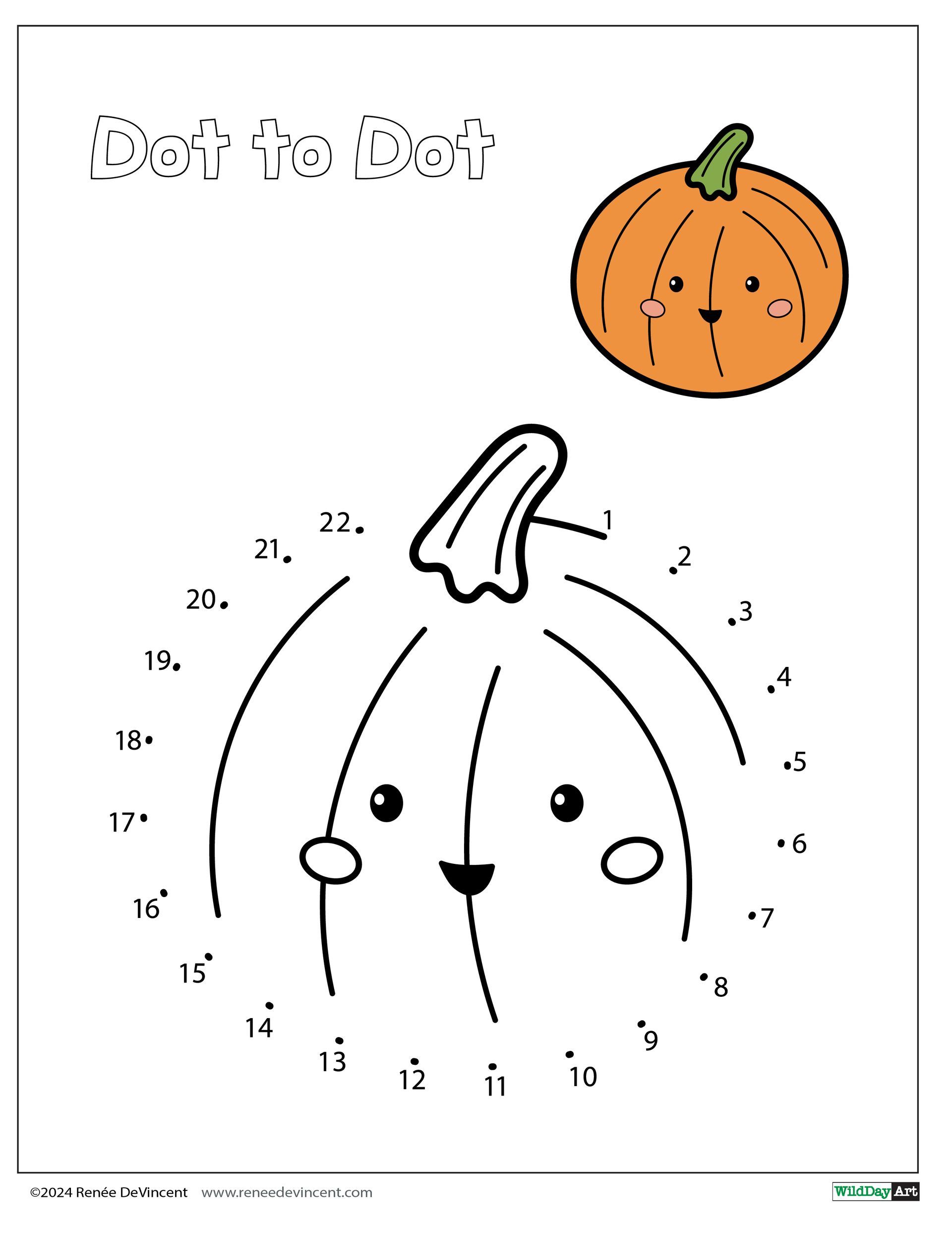 Connect the dots to draw a pumpkin with a face.