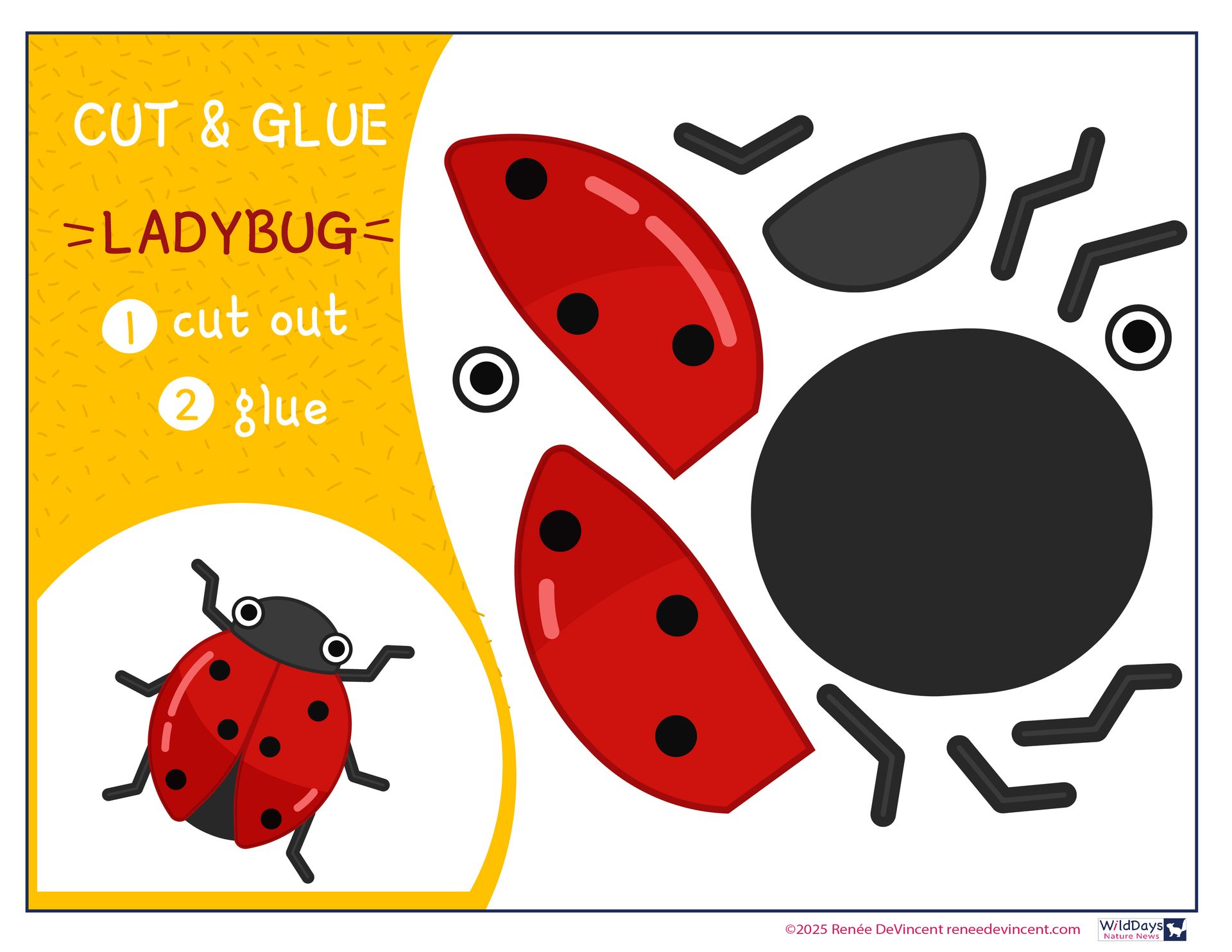 A ladybug cut and glue activity for kids