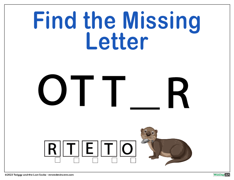 Find the missing letter ott_r with a picture of an otter