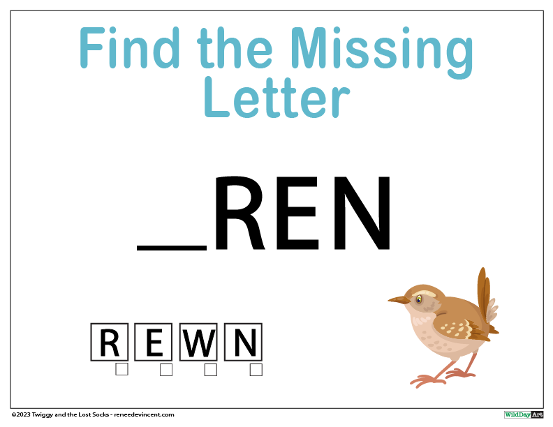 A bird is standing next to the letter ren