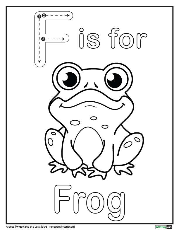 The letter f is for frog coloring page