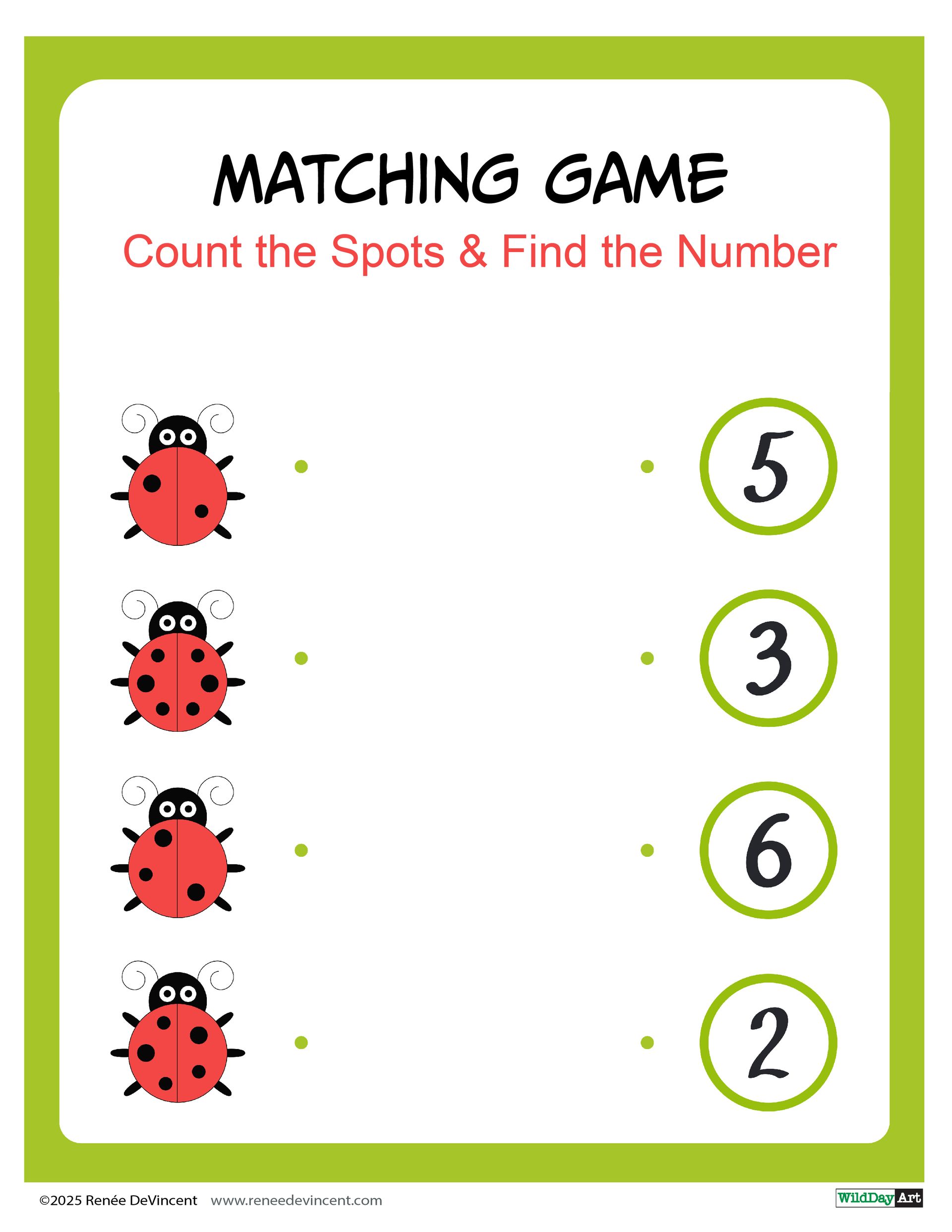 It is a matching game with ladybugs and numbers.