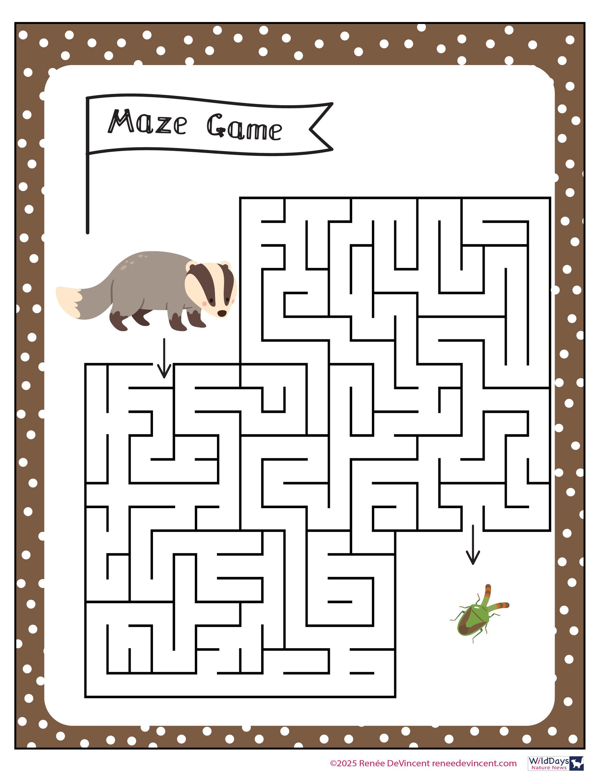 A maze game with a badger and a turtle in it.