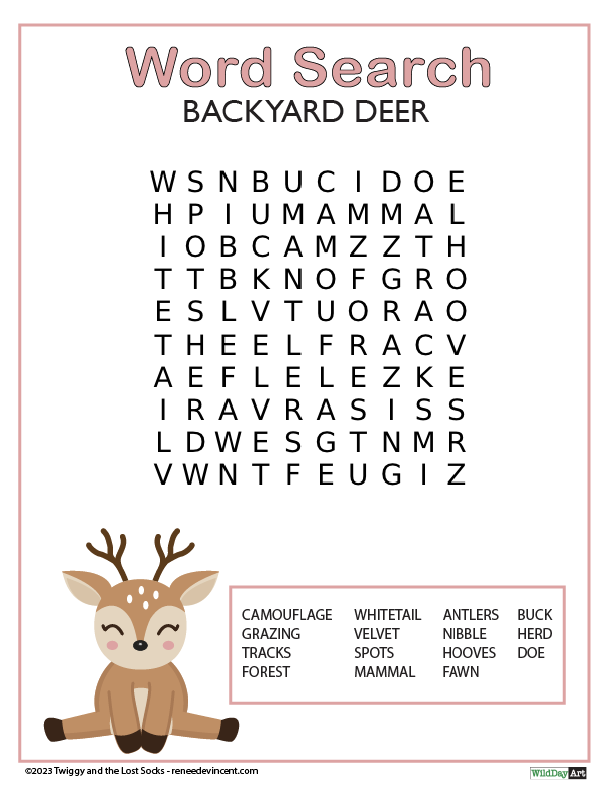 It is a word search with a deer on it.