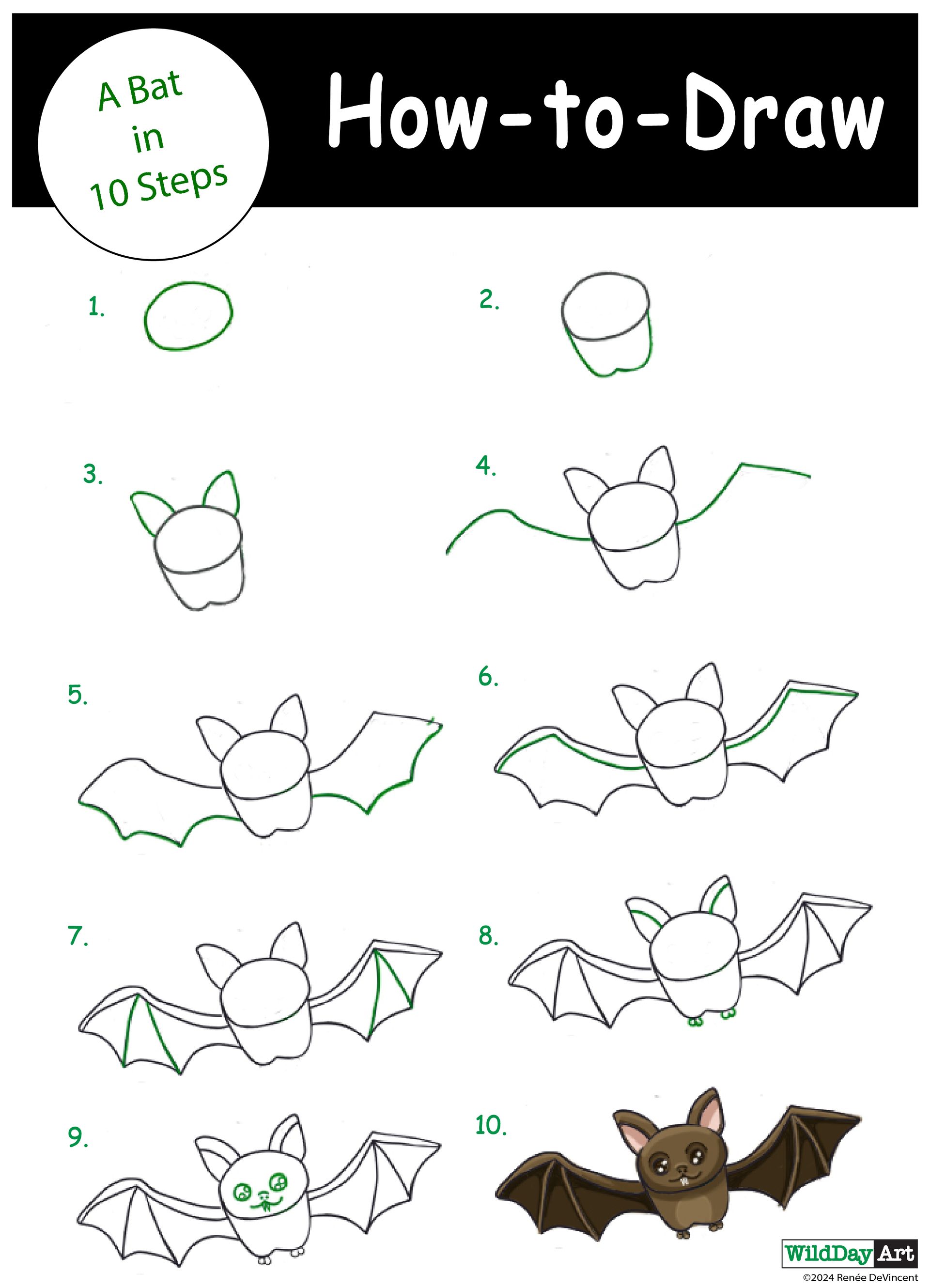 How to draw a bat in 10 steps - photo #