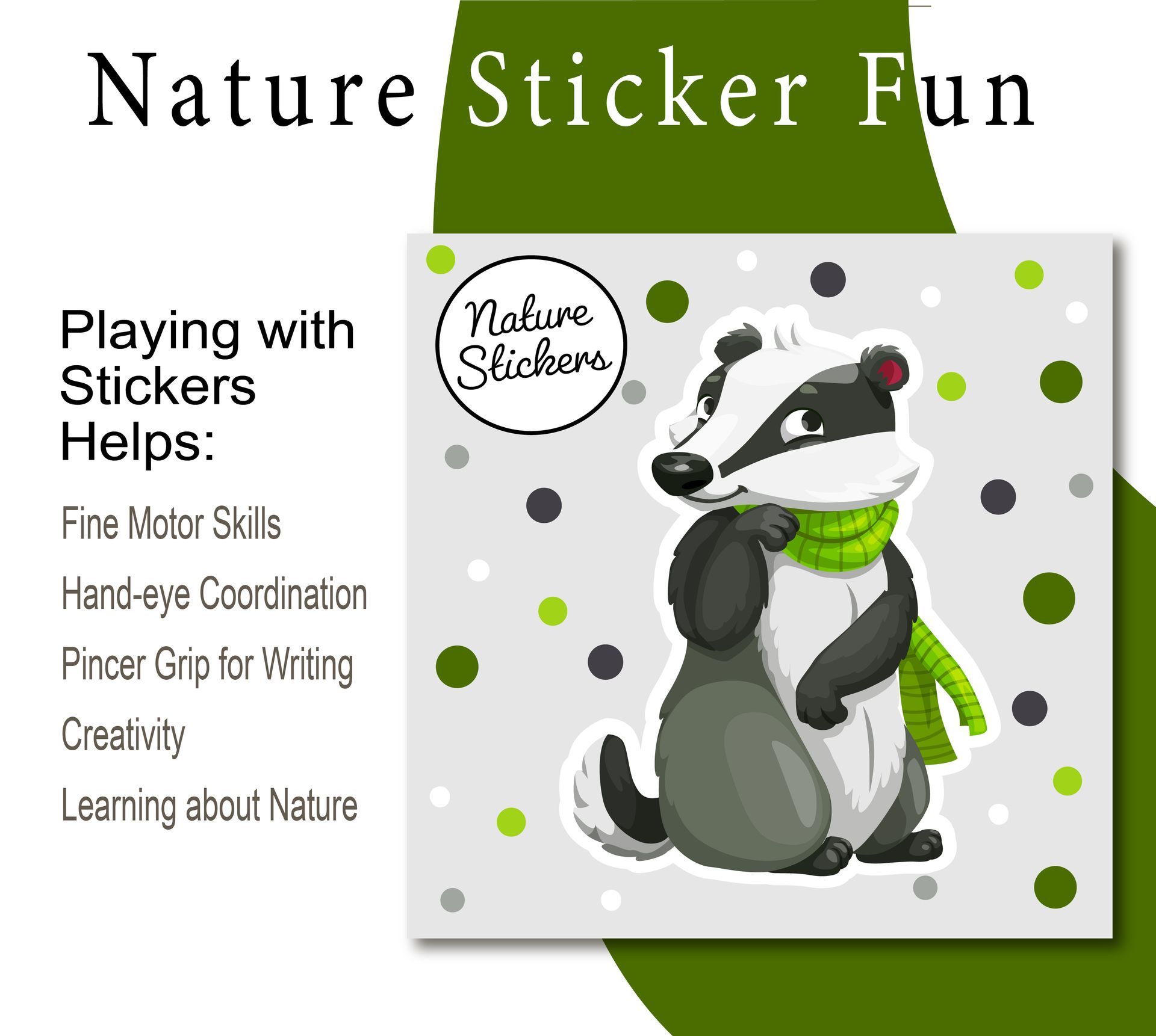 Nature sticker fun playing with stickers helps fine motor skills hand eye coordination pincer grip for writing creativity learning about nature