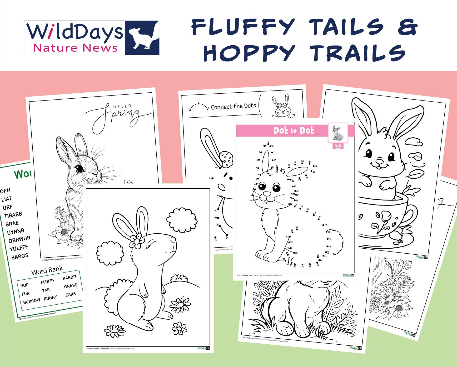 Coloring pages featuring bunnies: a 