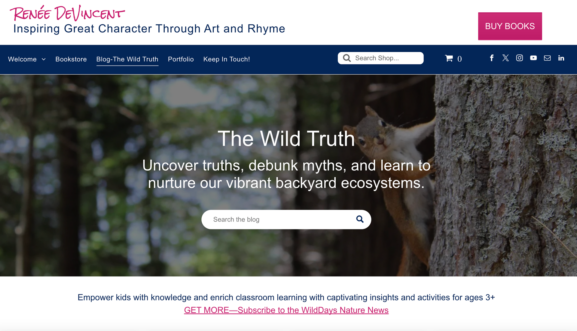 Website homepage with the title 