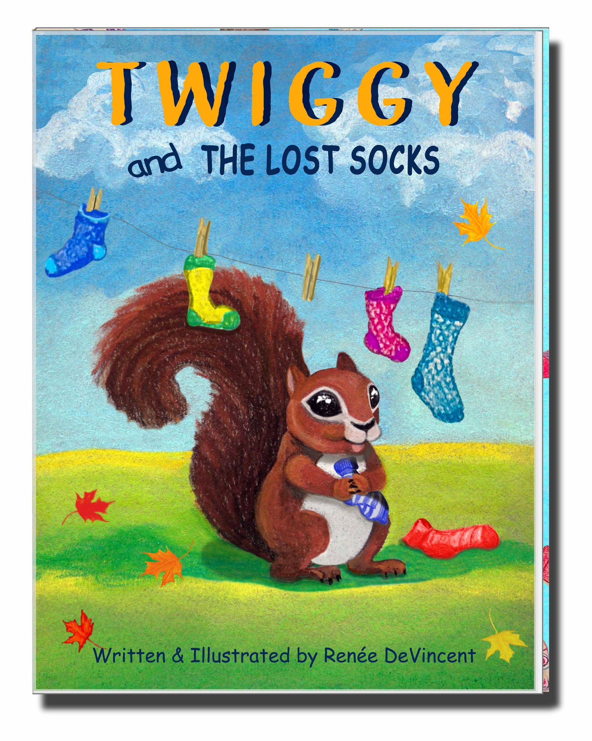 A book called twiggy and the lost socks with a squirrel on the cover