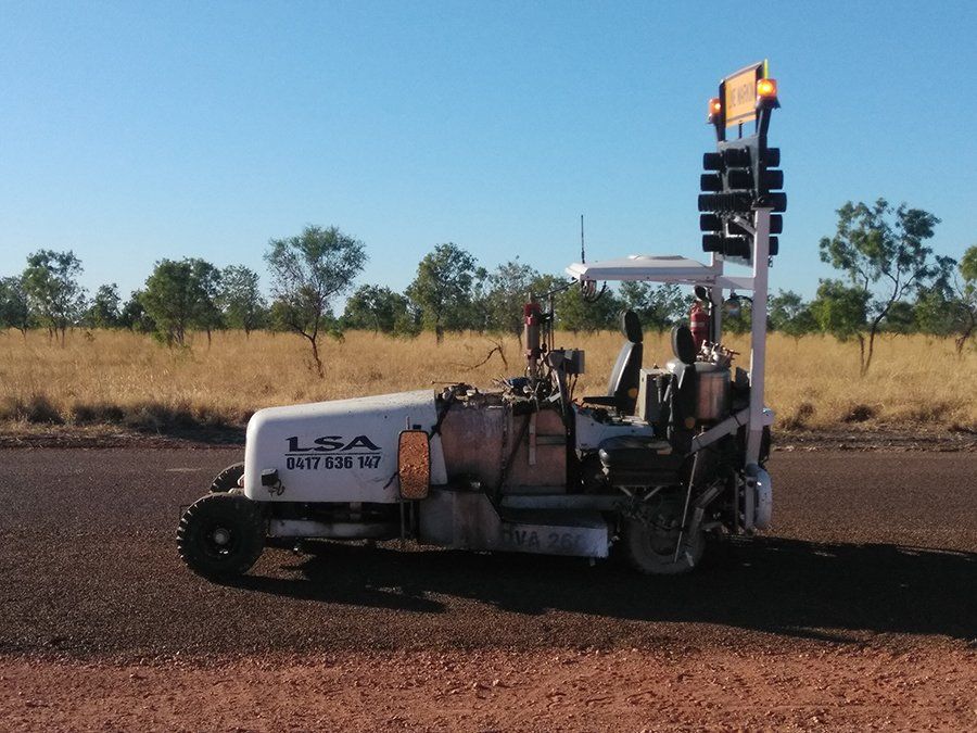 Side view of linemarking machine