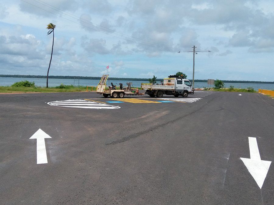 road looking onto water