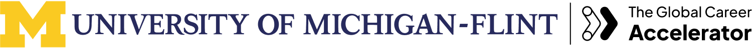 University of Michigan-Flint logo with “The Global Career Accelerator”