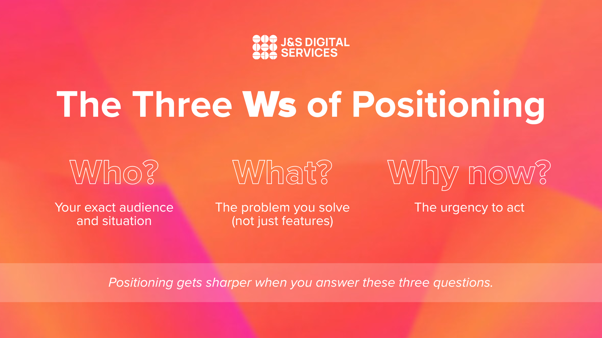 Who What and When of Positioning
