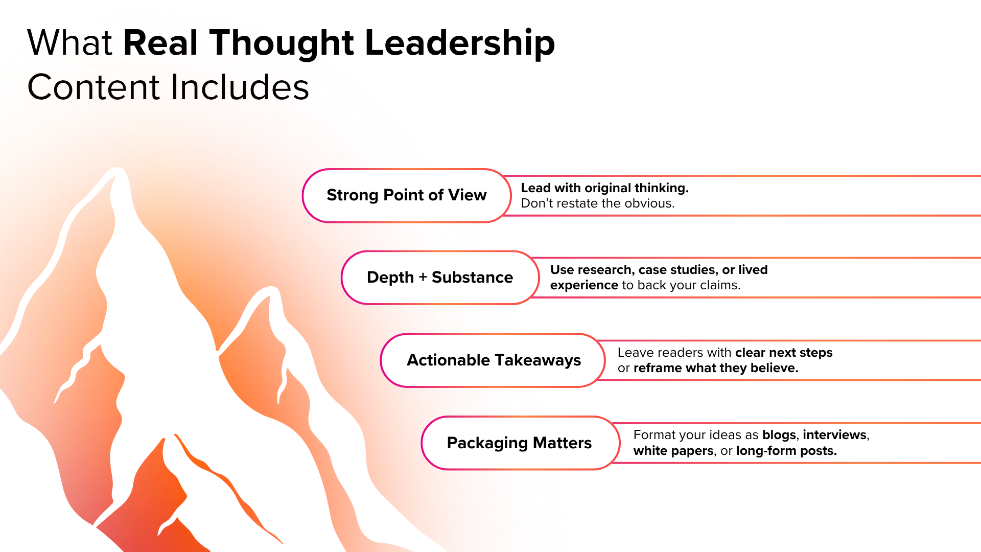 What real thought leadership content includes