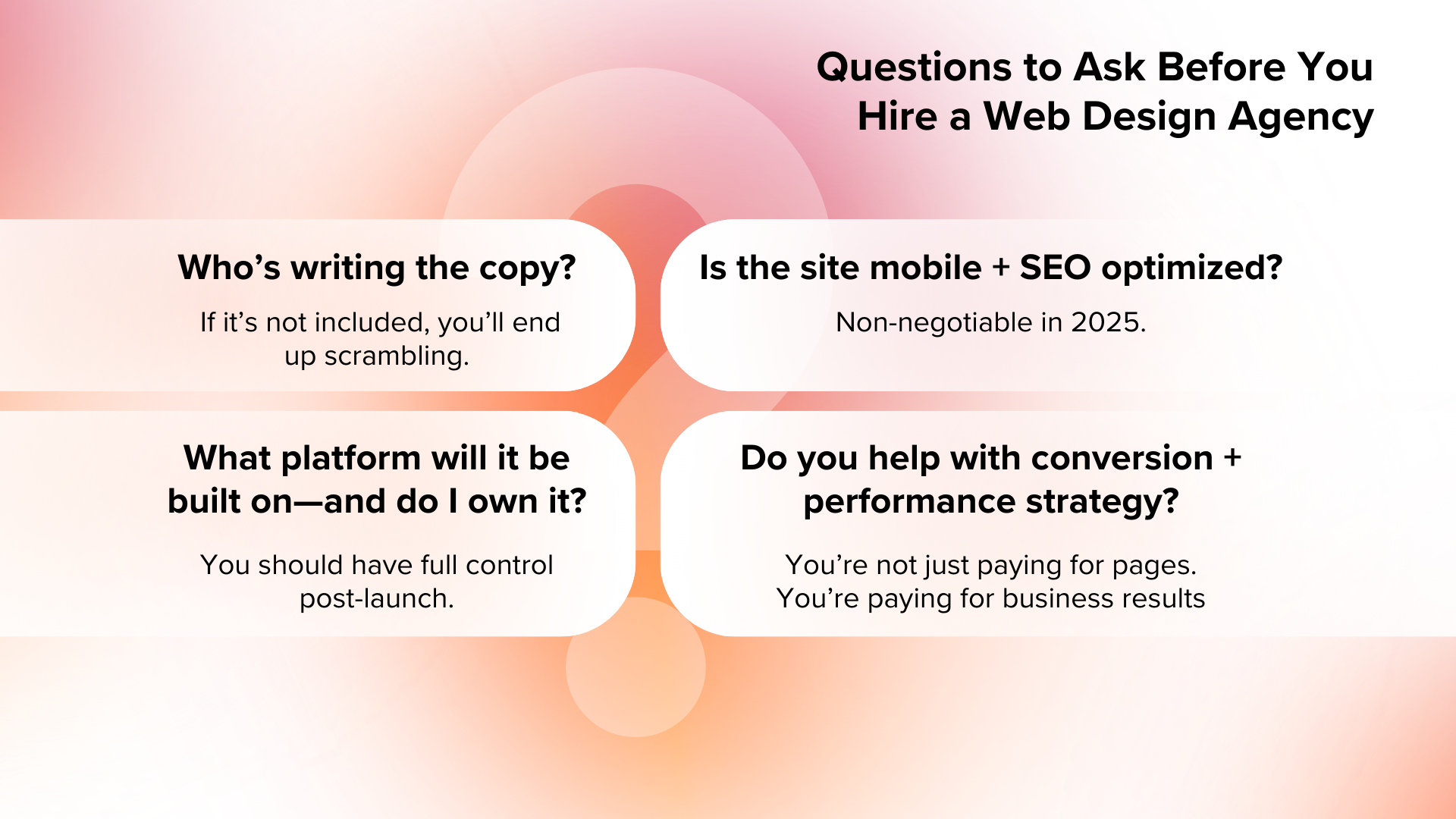 Questions to Ask before you hire a web design agency
