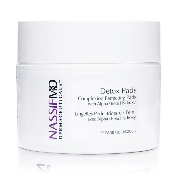 A white jar of nassifmd detox pads