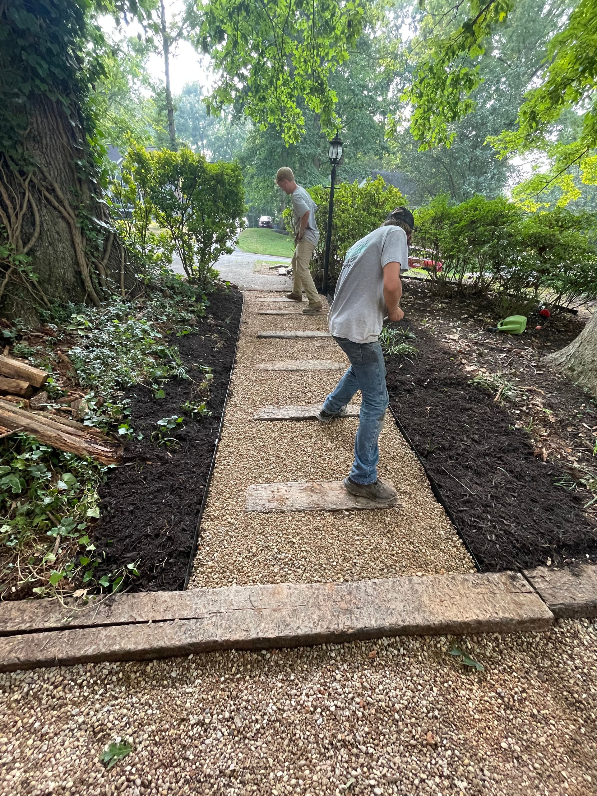 rock bedding, landscape maintenance