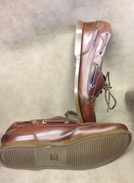 Brown Repaired Boat Shoes — Beaverton, OR — Vanek's Shoe Repair