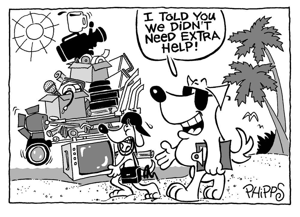 A black and white cartoon of a dog talking to another dog