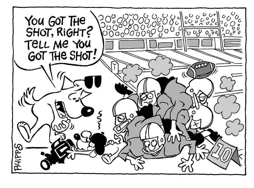 You got the shot, right? cartoon panel
