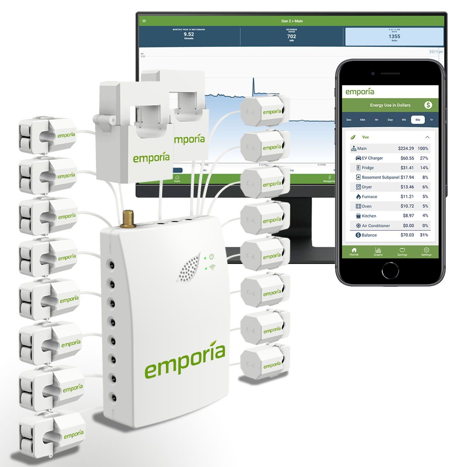 Emporia Gen 2 Vue Energy Monitor with 16 Sensors
