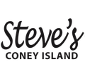 the logo for steve 's coney island is black and white .