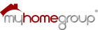 Logo of "myhomegroup" with a red house icon above the words.