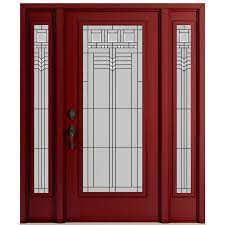 Red Entry Door with two side lites - DoorSmith